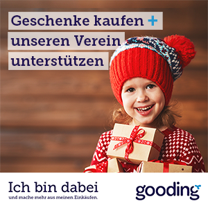 Lächelndes Mädchen mit Weihnachtsgeschenken, Verweis auf Gooding